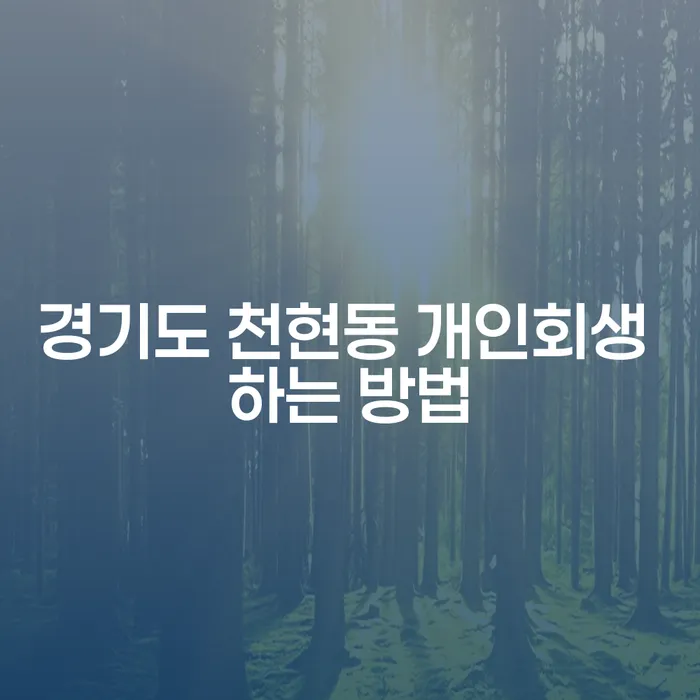 경기도 천현동에서 개인회생을 성공적으로 진행하는 방법은?